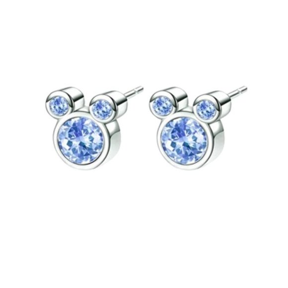 Mickey Mouse Blue Crystal Earrings - Picture 1 of 2
